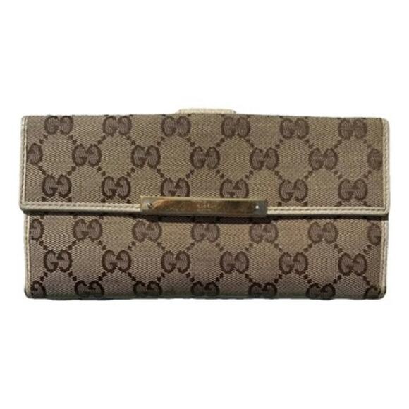 GUCCI GG Monogram Canvas & Leather Snap Flap Long Continental Wallet - Picture 1 of 16